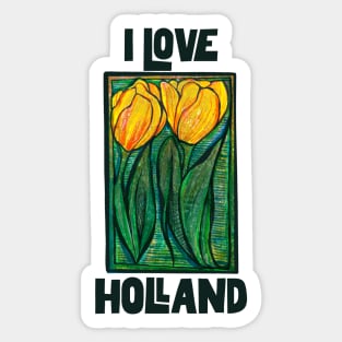 I Love Holland Tulips Everywhere Sticker